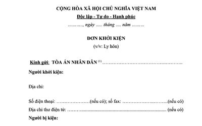 Mẫu đơn đơn phương ly hôn