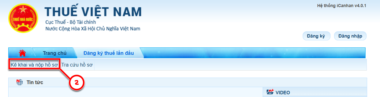 Chọn kê khai thuế và nộp hồ sơ