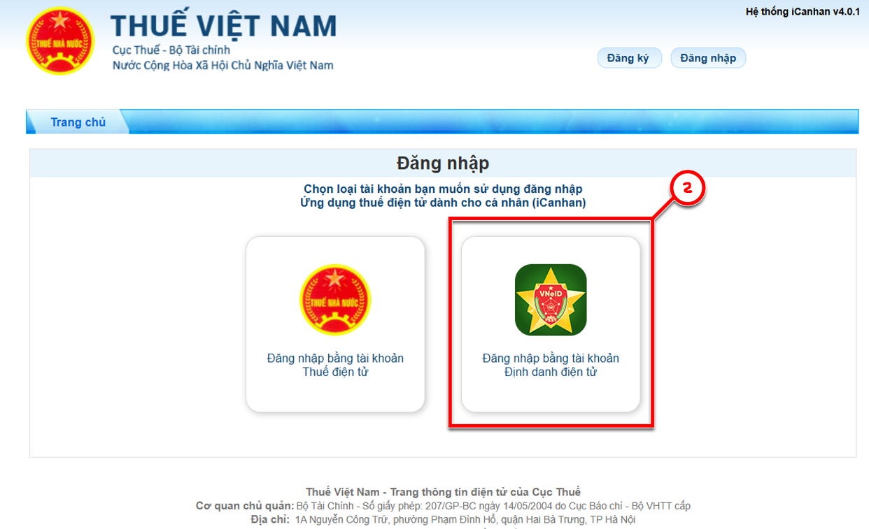 Đăng nhập bằng VNeID