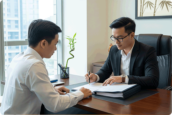 Luật sư đang tư vấn các vấn đề pháp lý lao động cho chủ doanh nghiệp