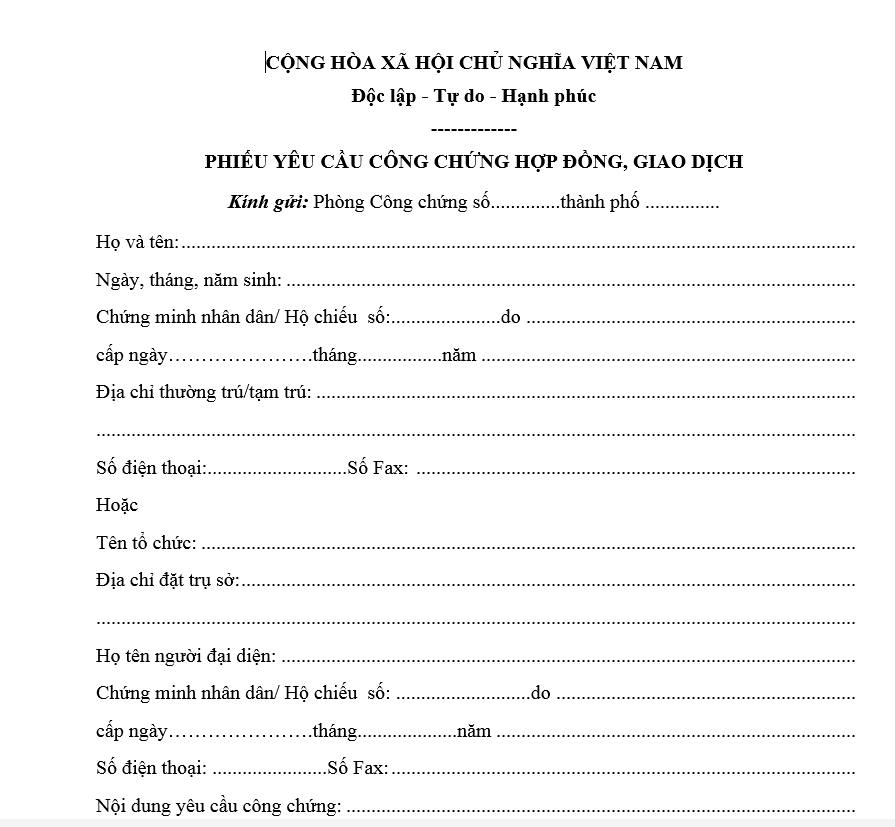 Phiếu yêu cầu cầu chứng