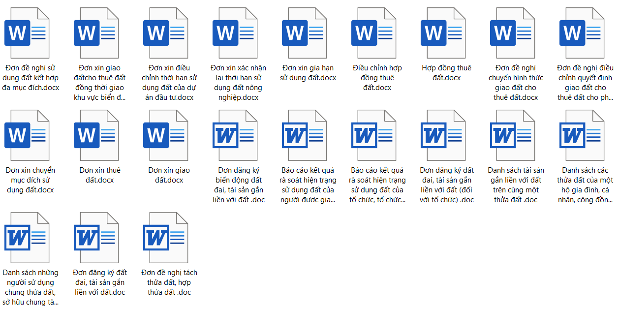 Trọn bộ mẫu đơn đất đai
